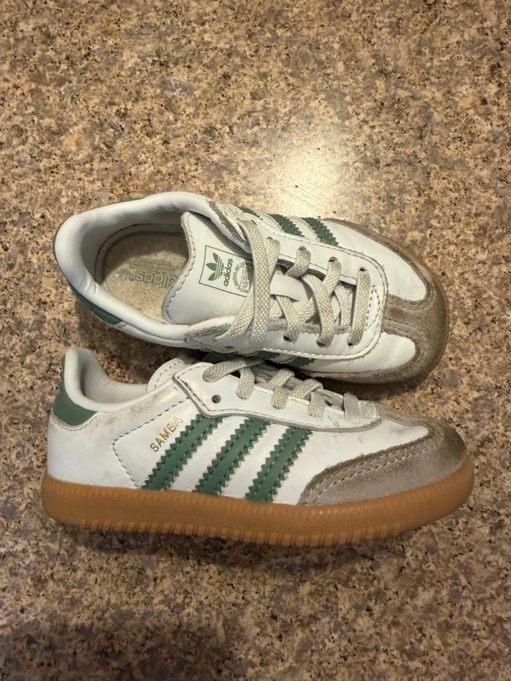 adidas Kids Samba Sneakers in White, Green & Gum